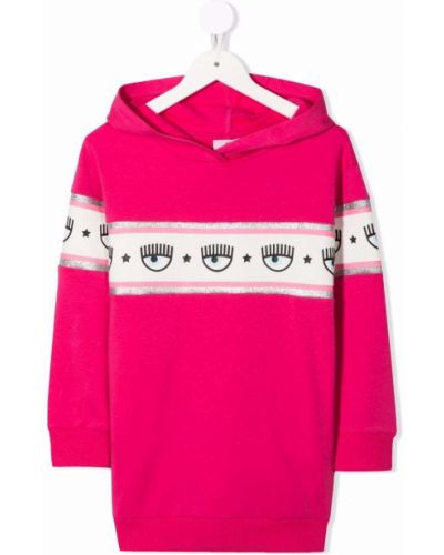 Trykt hette dress for jenter Chiara Ferragni Kids rosa