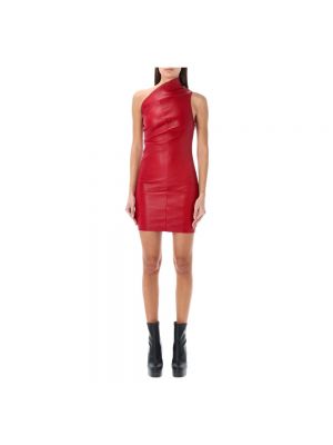Sukienka mini skórzana Rick Owens czerwona