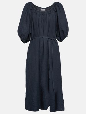 Robe mi-longue en velours en coton Velvet bleu