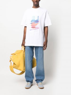 Raštuotas gėlėtas marškinėliai Calvin Klein Jeans balta