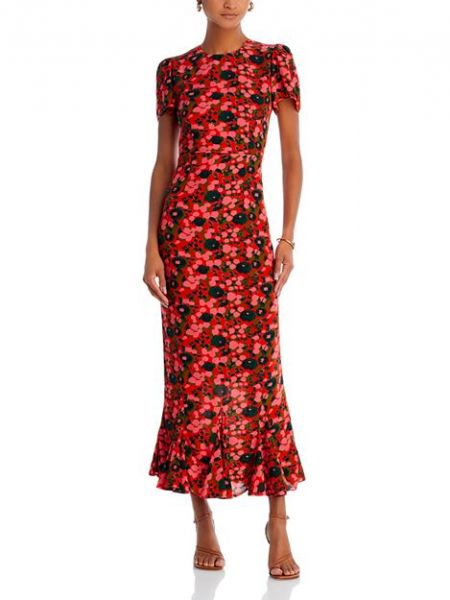 Платье миди с цветочным принтом Lulani RHODE, Red