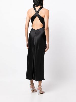 Hedvábné koktejlové šaty Reformation černé