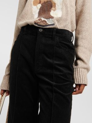 Bombažne žametne ravne hlače iz rebrastega žameta Polo Ralph Lauren črna