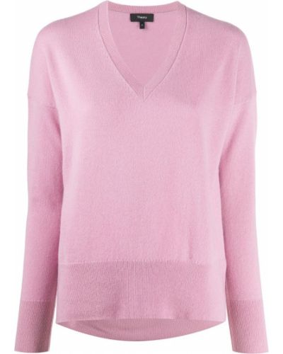 Jersey con escote v de tela jersey Theory rosa