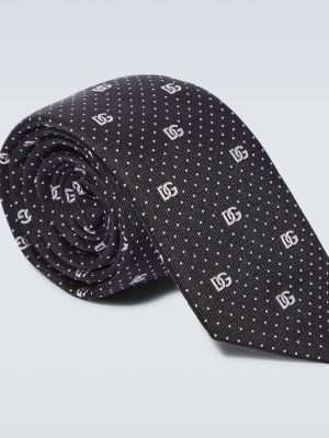Жакардова копринена вратовръзка Dolce&gabbana черно