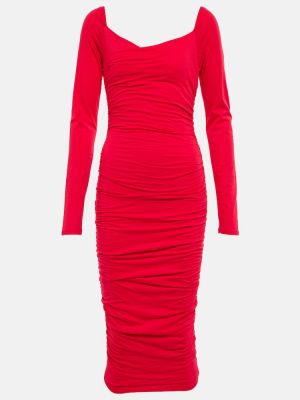 Aksamitna sukienka midi z dżerseju Velvet czerwona