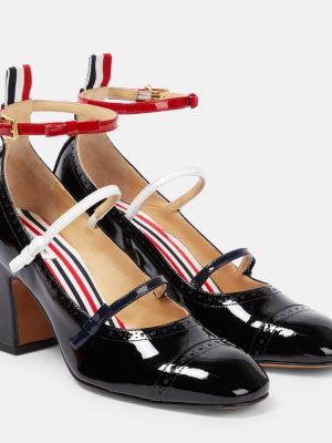 Кожени полуотворени обувки от лакирана кожа Thom Browne черно