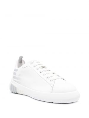 Leder sneaker mit print Emporio Armani weiß