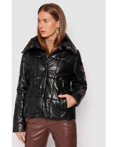 Prešívaná priliehavá kožená bunda z ekologickej kože Trussardi čierna
