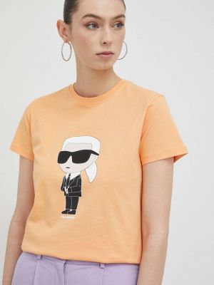 Koszulka bawełniana Karl Lagerfeld pomarańczowa