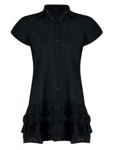 Плетена памучна мини рокля Trendyol черно