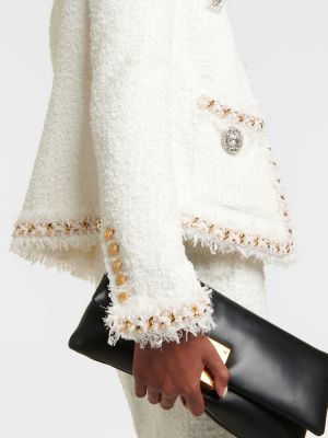 Μπουφάν tweed Balmain λευκό