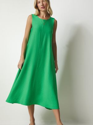 Dlouhé šaty bez rukávov Happiness İstanbul zelená