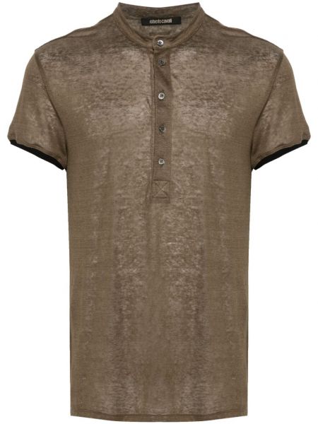Caurspīdīgs kokvilnas polo krekls Roberto Cavalli