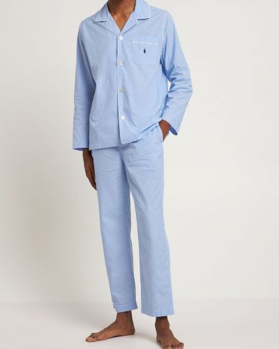 Péřové bavlněné pyžamo s knoflíky Polo Ralph Lauren