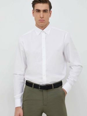 Bavlněné slim fit tričko s knoflíky Seidensticker bílé