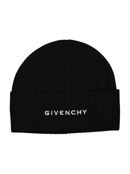 Czarna haftowana czapka wełniana Givenchy