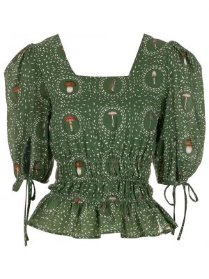 Памучна блуза с принт Olympiah зелено