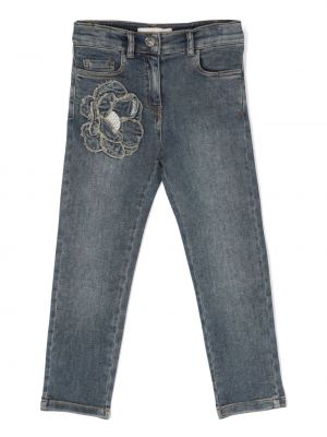 Jeans skinny ricamati slim fit Monnalisa blu