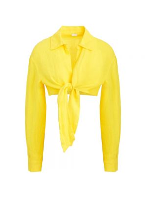 Желтая льняная блузка 8 By Yoox