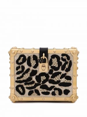 Sac à imprimé léopard Dolce & Gabbana doré
