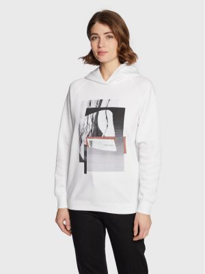 Raštuotas sportinis džemperis Calvin Klein balta