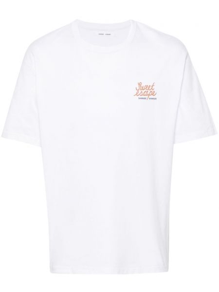 Памучна тениска Samsøe Samsøe бяло