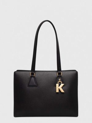 Shopperka skórzana Karl Lagerfeld czarna