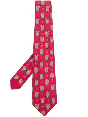 Копринена вратовръзка с принт Hermès розово