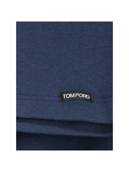 Jersey de algodón de tela jersey de cuello redondo Tom Ford azul