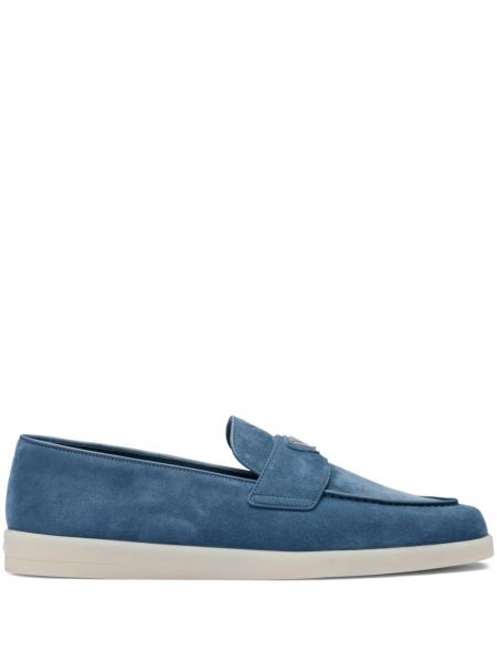 Loafers en suède Prada bleu