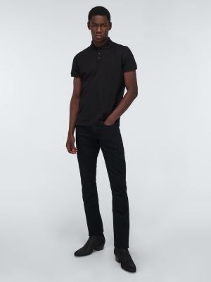 Поло тениска Saint Laurent черно