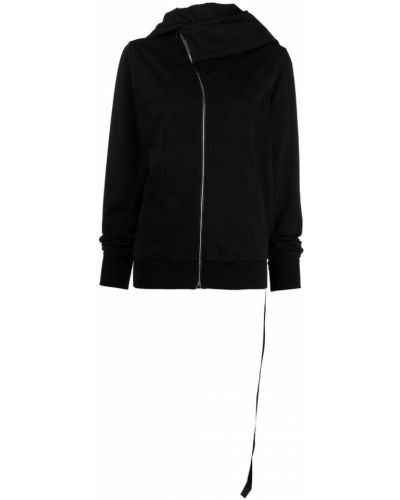 Asymmetrisk bomull zip hettegenser Rick Owens Drkshdw svart