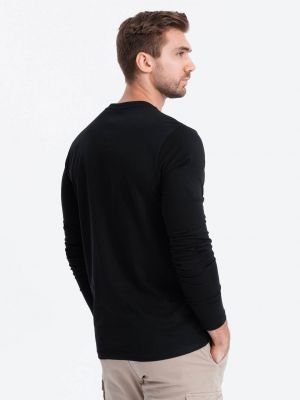 Tričko s dlouhým rukávem s knoflíky Ombre Clothing černé