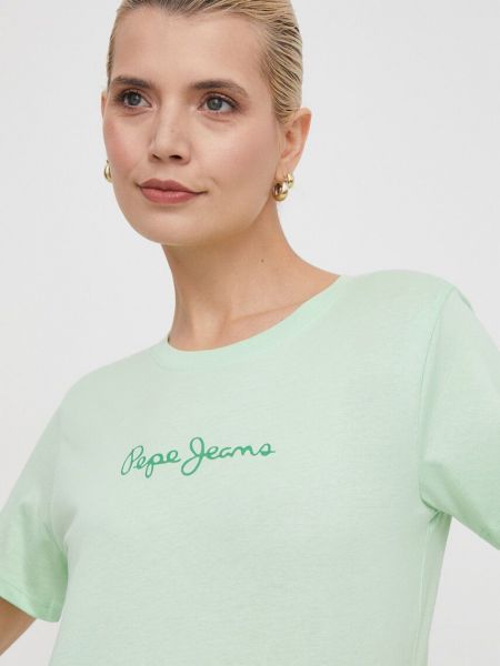 Koszulka bawełniana Pepe Jeans zielona
