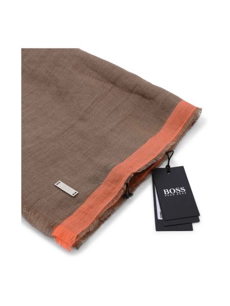 Bufanda de lino de seda Hugo Boss marrón