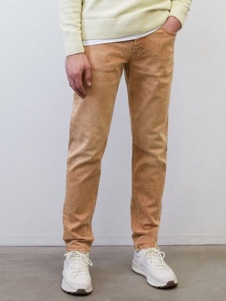 Хлопковый зауженные джинсы слим Marc O'polo коричневый