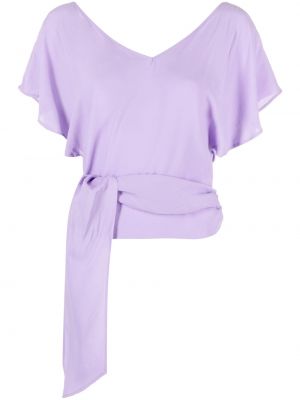 Блуза с v-образно деколте с драперии Pinko виолетово