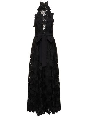 Jedwabna sukienka długa koronkowa Elie Saab czarna
