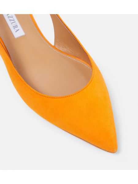 Nyitott sarkú szarvasbőr balerina cipők Aquazzura narancsszínű