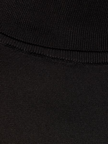 Top court en soie en tricot avec manches longues Ralph Lauren Collection noir