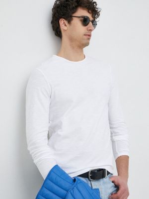 Bavlněné tričko s dlouhým rukávem s dlouhými rukávy United Colors Of Benetton bílé
