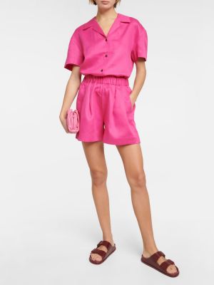 Pantaloncini di lino Asceno rosa