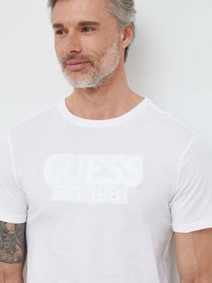 Тениска с дълъг ръкав с апликация Guess бяло