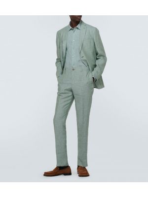Pantaloni di lino slim fit Etro verde