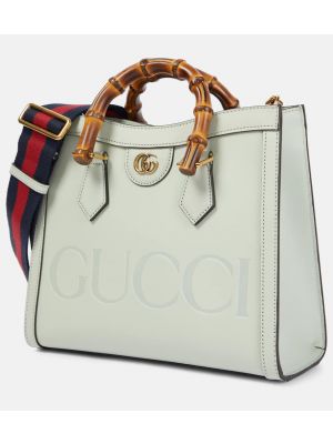 Usnjena nakupovalna torba Gucci zelena