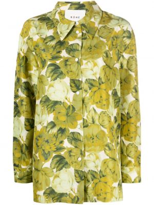 Svilena srajca s cvetličnim vzorcem s potiskom Róhe zelena