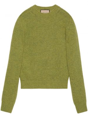 Вълнен пуловер бродиран Gucci зелено