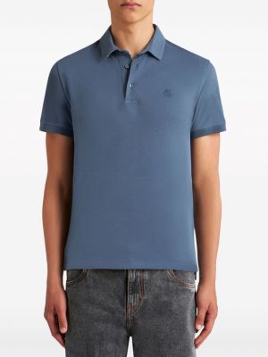 Medvilninis siuvinėtas polo marškinėliai Etro mėlyna