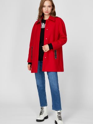 Шерстяное пальто Love Moschino красное